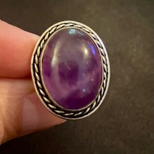Oval Amethyst Silver Ring